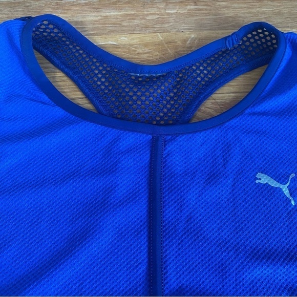 Puma Women Explosive Mesh Racerback Performance Blue Tank Top Size Small - Picture 5 of 9
